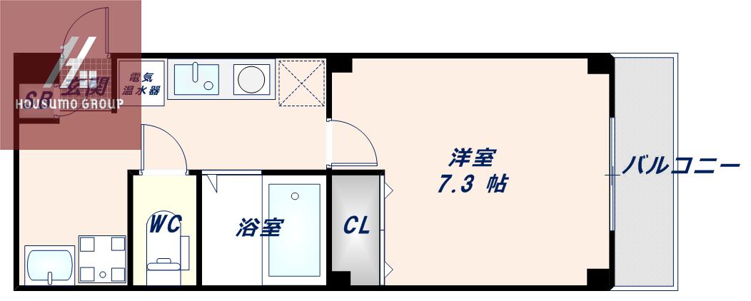 パーク巽東II(1K/1階)の間取り写真