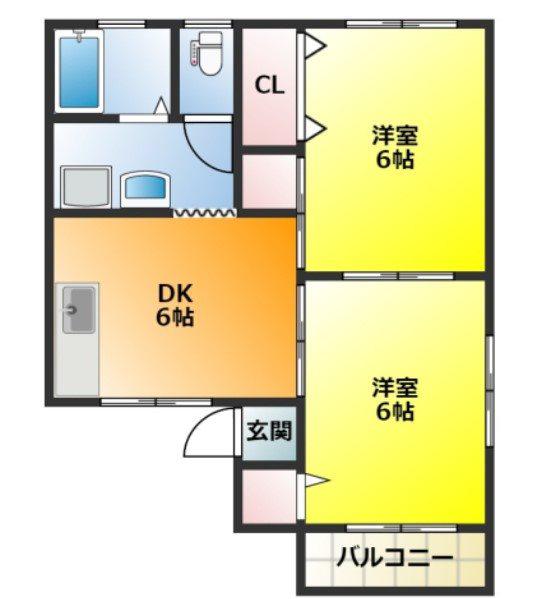 セジュールLEE(2DK/1階)の間取り写真