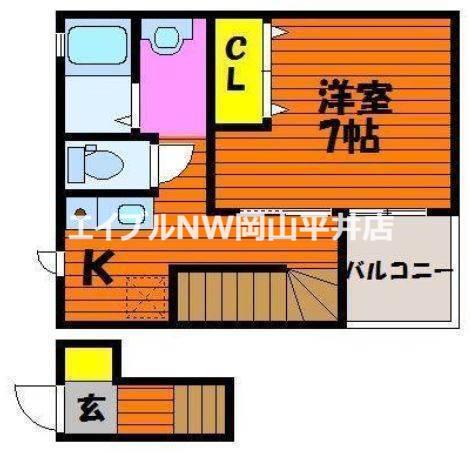 LOUVRE NAGAOKA(1K/2階)の間取り写真