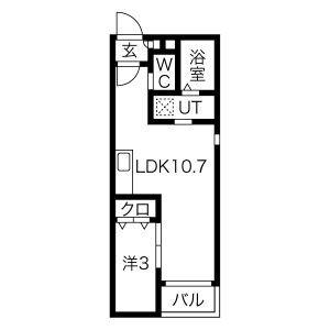 WARREN MAEDANISHII(1LDK/3階)の間取り写真