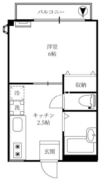 かえでハイム(1K/3階)の間取り写真