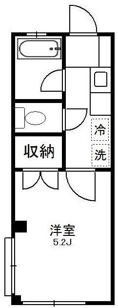 恩名第三ビル(1K/2階)の間取り写真