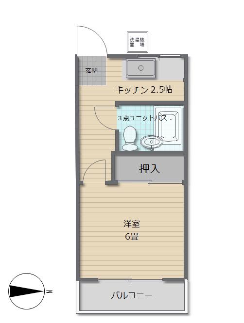 コーポ水引(1K/2階)の間取り写真