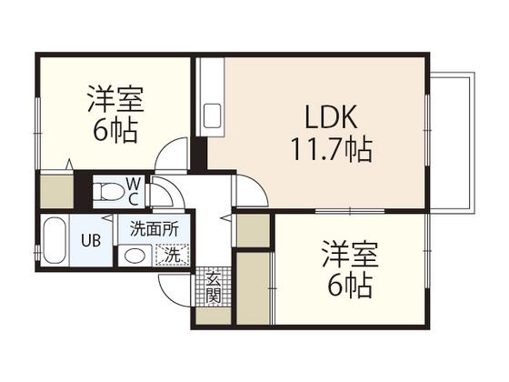 ハイタウン宮島口上一丁目(2LDK/2階)の間取り写真