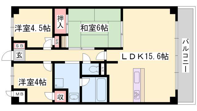 メゾンヨコハマ(3LDK/2階)の間取り写真