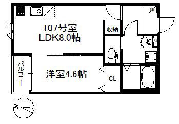 メゾンソレイユ久留米A(1LDK/2階)の間取り写真