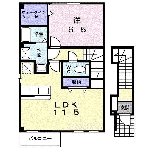 エピナールララB(1LDK/2階)の間取り写真