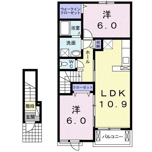 ベルフォーレ本郷(2LDK/2階)の間取り写真