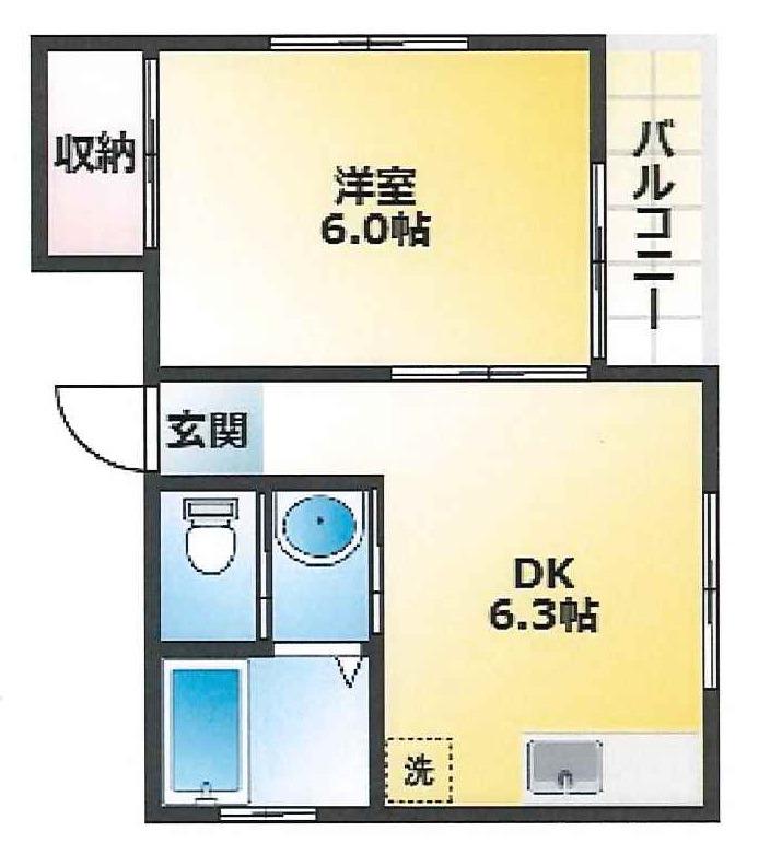 ピュアハウスSS8(1DK/2階)の間取り写真