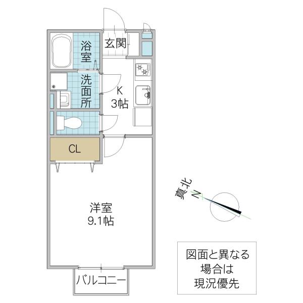 メゾンまるえ(1K/2階)の間取り写真
