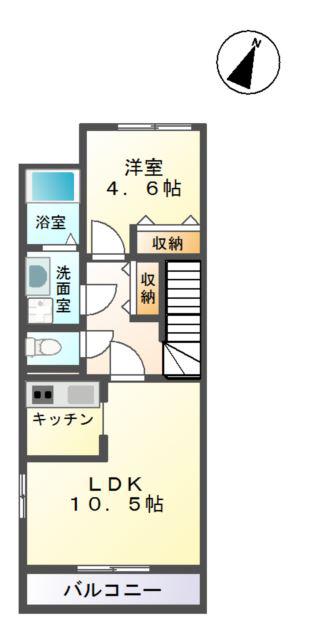 ヴェルジェ(1LDK/2階)の間取り写真