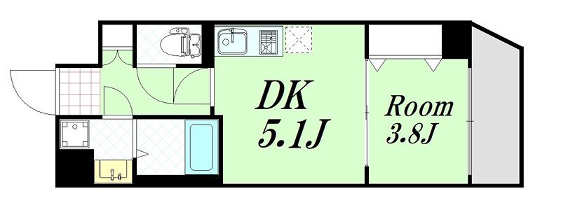 ARCA九条(1DK/3階)の間取り写真
