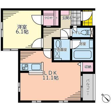 フォルトゥーナ新横浜(1LDK/1階)の間取り写真