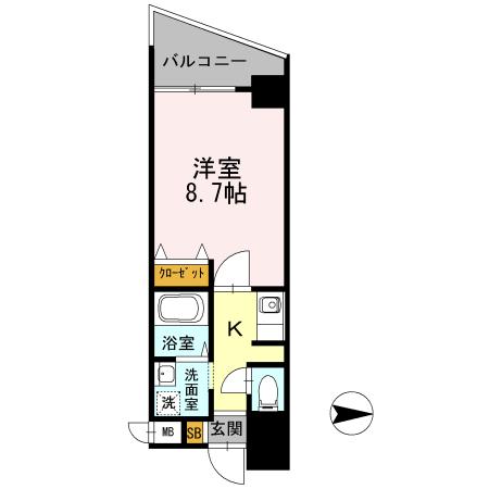 カスタリア新梅田(1K/4階)の間取り写真