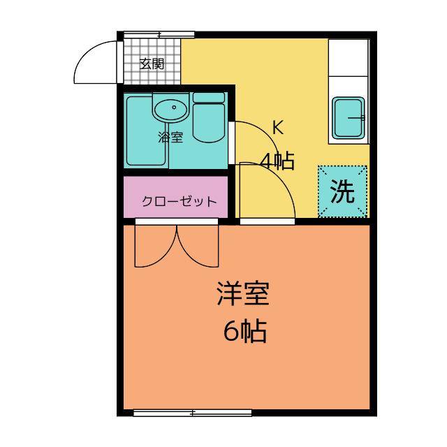 シャイン赤塚(1K/2階)の間取り写真