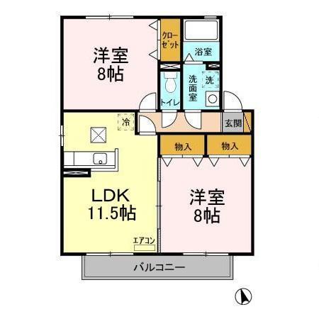 カプチーノA(2LDK/2階)の間取り写真