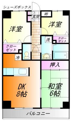 セジュールコート(3DK/5階)の間取り写真