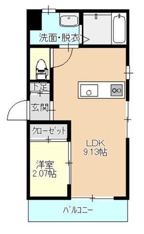 ユイシア福室(1LDK/1階)の間取り写真