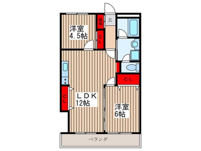 第一グリーンパーク(2LDK/2階)の間取り写真