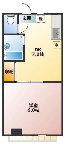 ブラウンハウス(1DK/2階)の間取り写真