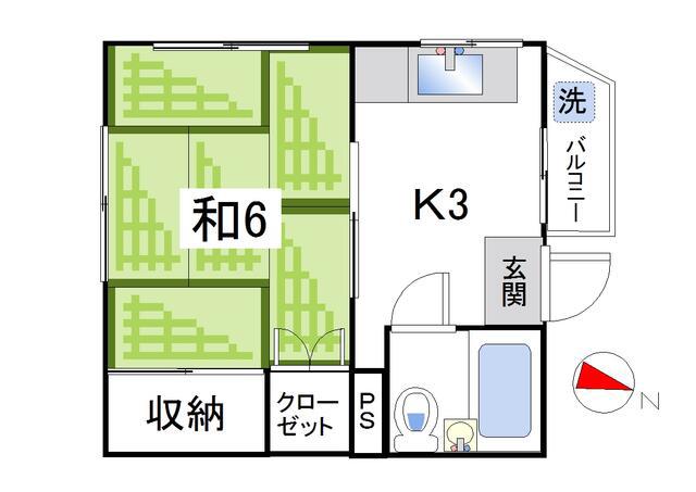 第二ハイムサンライト(1K/2階)の間取り写真