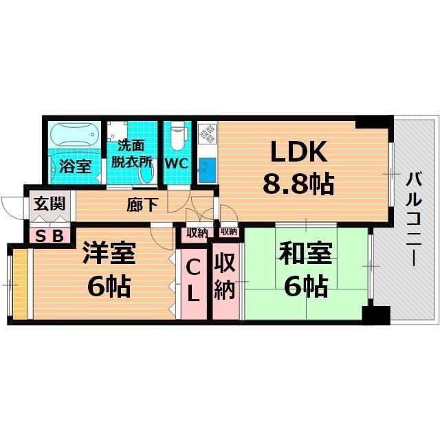 サンシード城東(2LDK/4階)の間取り写真