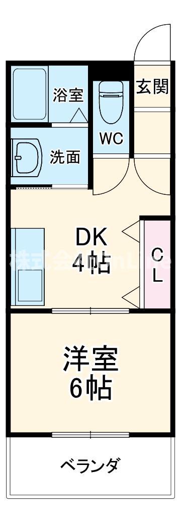 エリジウム(1K/2階)の間取り写真