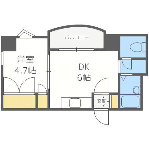 フォーライフ大通南(1DK/4階)の間取り写真