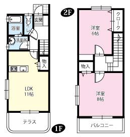 マーシャルガーデンI(2LDK/2階)の間取り写真