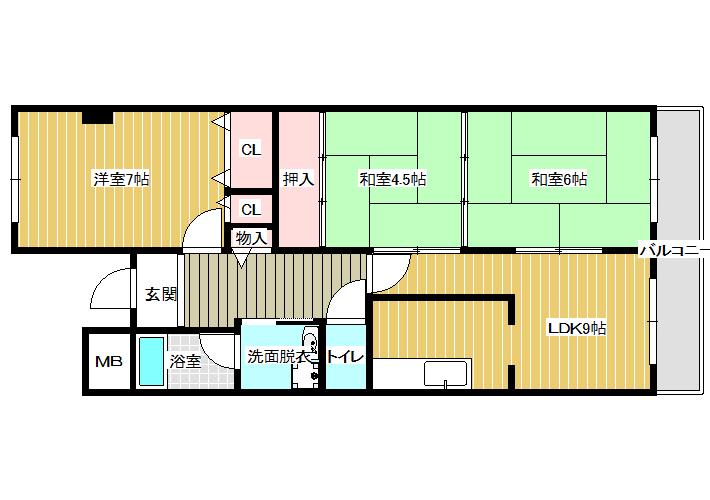 メゾンドゥボヌール(3LDK/1階)の間取り写真