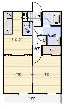 二樹マンション(2DK/4階)の間取り写真