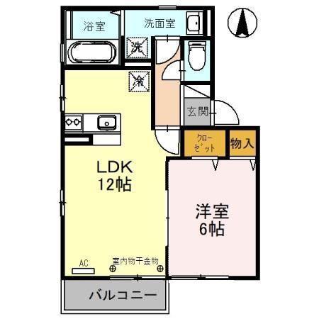 リビングタウン上荒屋D(1LDK/2階)の間取り写真