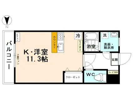 ラフィネ五福(ワンルーム/3階)の間取り写真