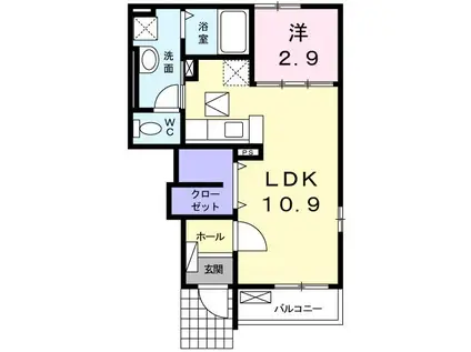 ブリーゼ和多田(1LDK/1階)の間取り写真