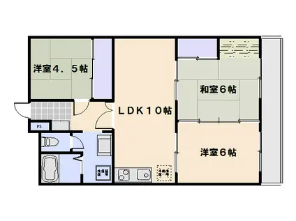 山陽 マンション(3LDK/1階)の間取り写真