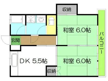 大川ハイツ(2DK/2階)の間取り写真