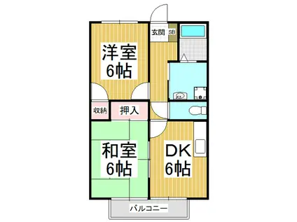 コンフォートサザン(2DK/2階)の間取り写真