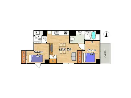 グランドラティス鞘町(2LDK/1階)の間取り写真