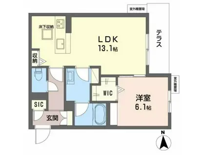 SHAMAISON REFINAR(1LDK/1階)の間取り写真