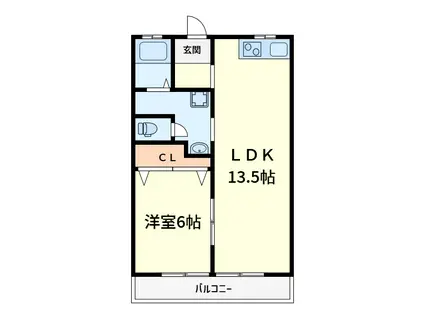 西田マンション(1LDK/1階)の間取り写真