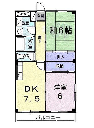 メルベーユI号館(2DK/3階)の間取り写真