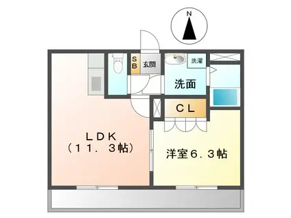 サクセス(1LDK/2階)の間取り写真