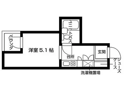 アップルコート綱島(ワンルーム/1階)の間取り写真