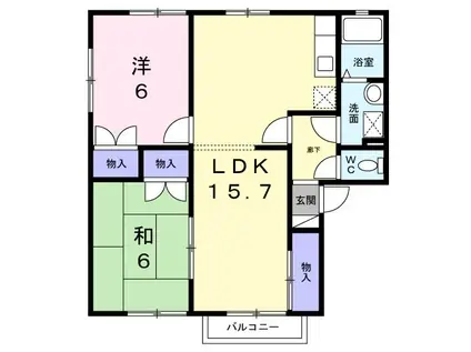 ボヌール大竹A(2LDK/2階)の間取り写真