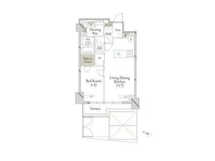 シャーメゾンステージ神楽坂(1LDK/B1階)の間取り写真