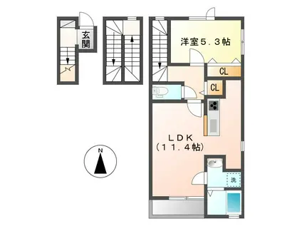 LOUVRE西中新田(1LDK/3階)の間取り写真