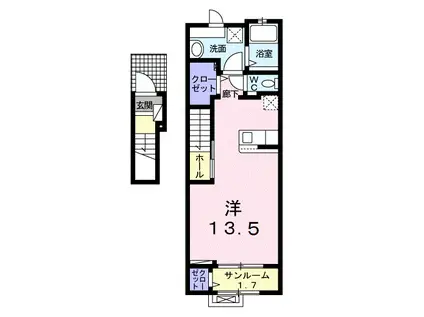 リオンリゾートIX(ワンルーム/2階)の間取り写真