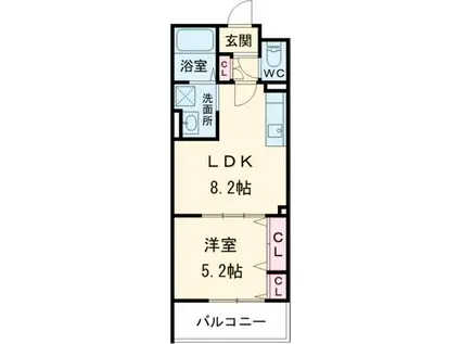 クリエオーレ菱江IV(1LDK/2階)の間取り写真