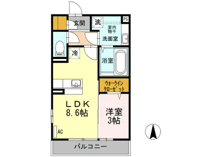 クレサージュ(1LDK/3階)の間取り写真