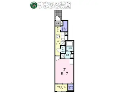 名鉄名古屋本線 新安城駅 徒歩18分 2階建 新築(1K/1階)の間取り写真